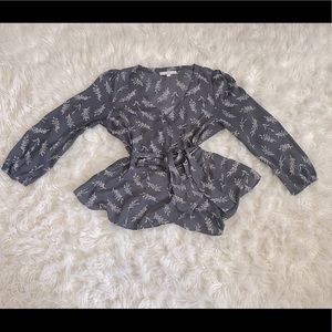 LOFT Gray Floral Blouse